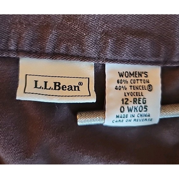 VTG LL Bean Midi Skirt A-Line Cottage Preppy Dark Academia Zip Brown Sz Women 12 - Picture 8 of 9